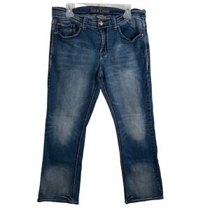 Axe & Crown‎ Mens Boot Fit Jeans Size 32x30 Blue Denim Stretch Embroidered